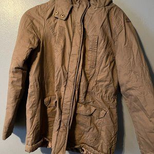 Charlotte Russe Brown Large Canvas Jacket Hooded Cargo